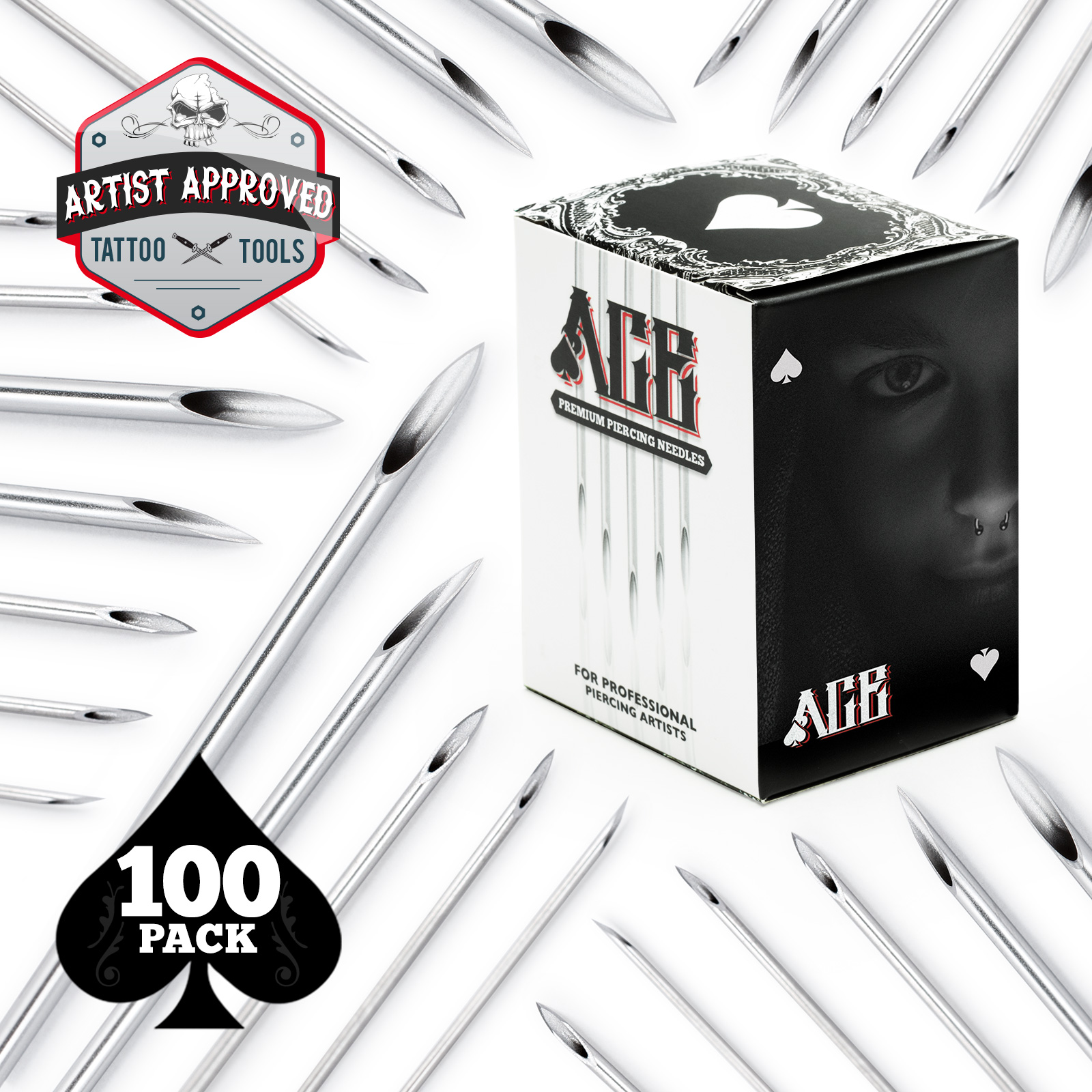 100 Mix Body Piercing Needle Sizes 12g, 14g, 16g, 18g and 20g (20 pcs