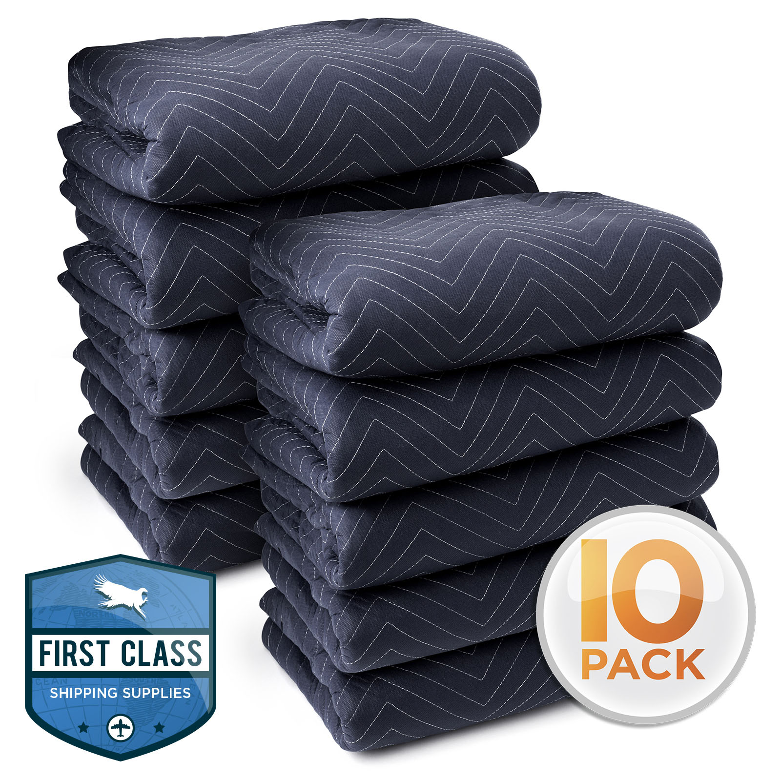 10 Moving Blankets Furniture Pads Pro Economy 80" x 72" Navy Blue