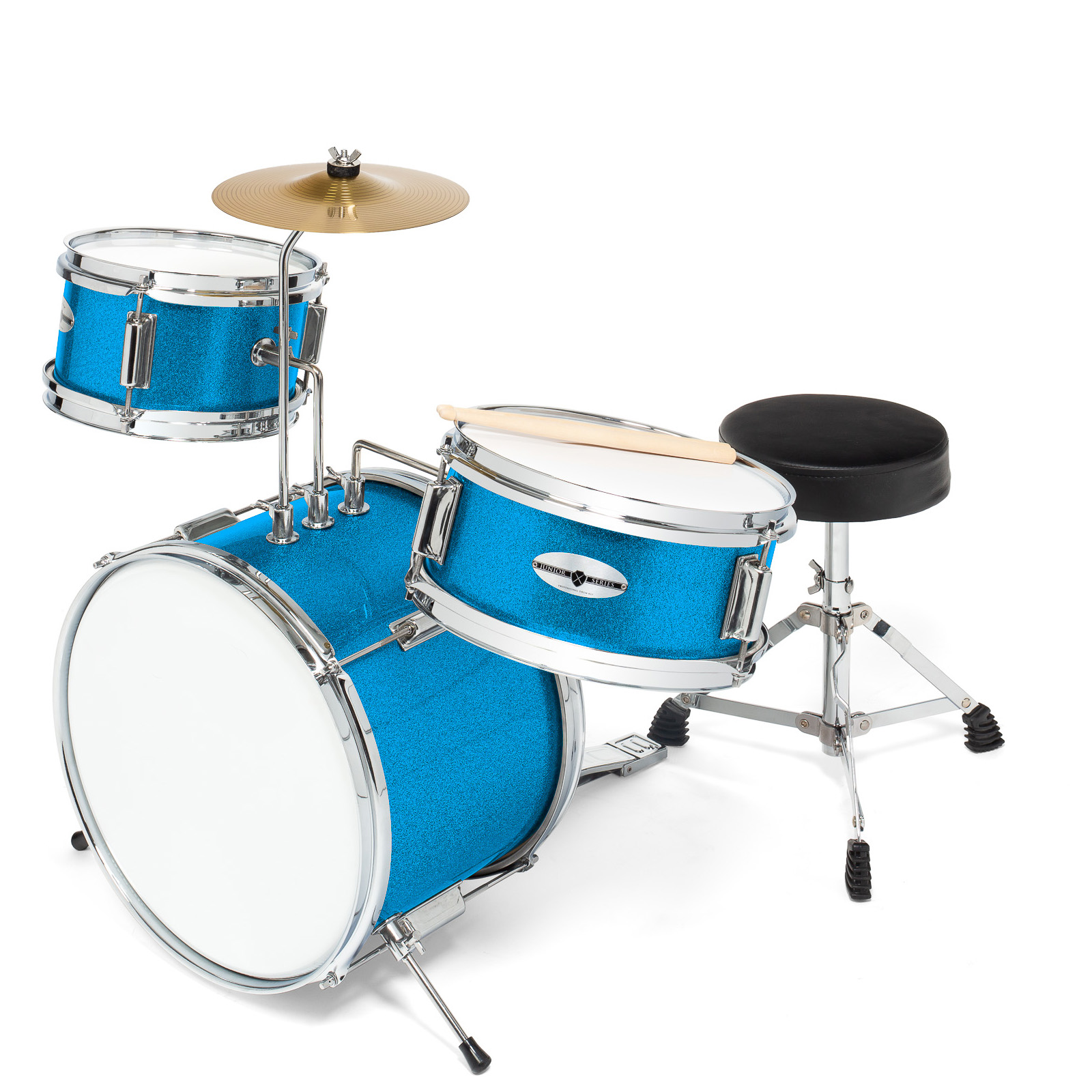 3-Piece Junior Drum Set Mini Beginner Kit Blue
