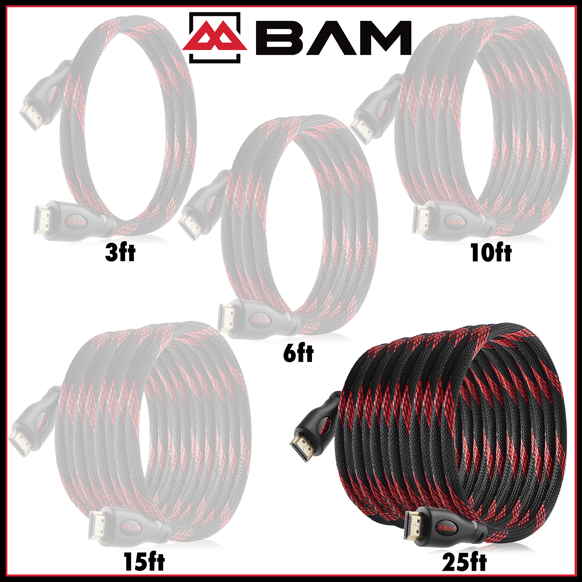 3 Pack High Speed 4K HDMI Cables