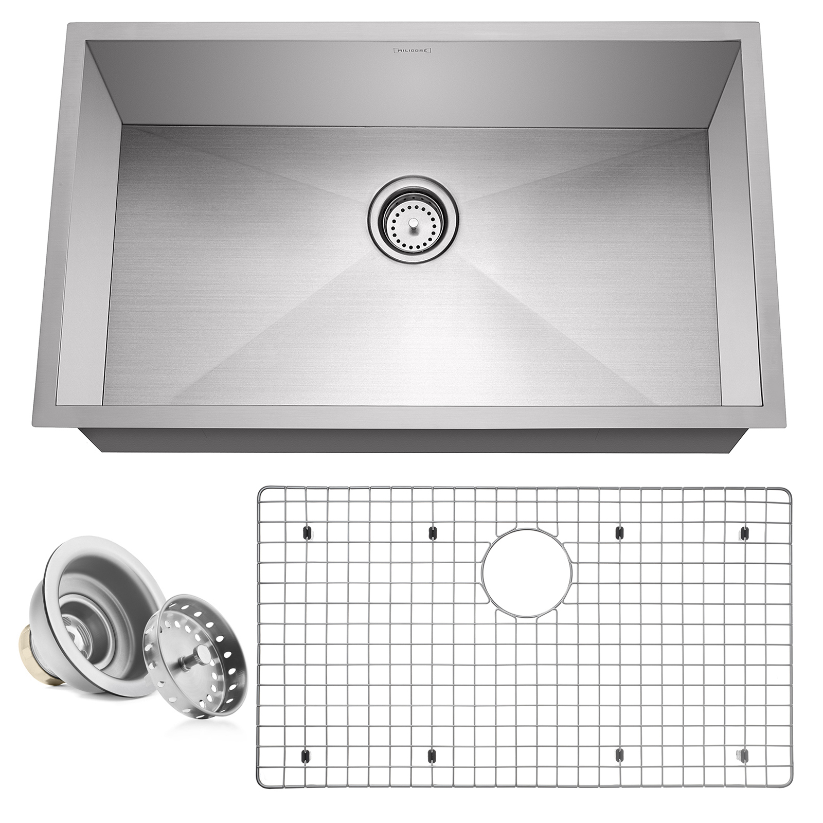 MODERN STAINLESS STEEL Single Bowl 16g Undermount Kitchen Sink With