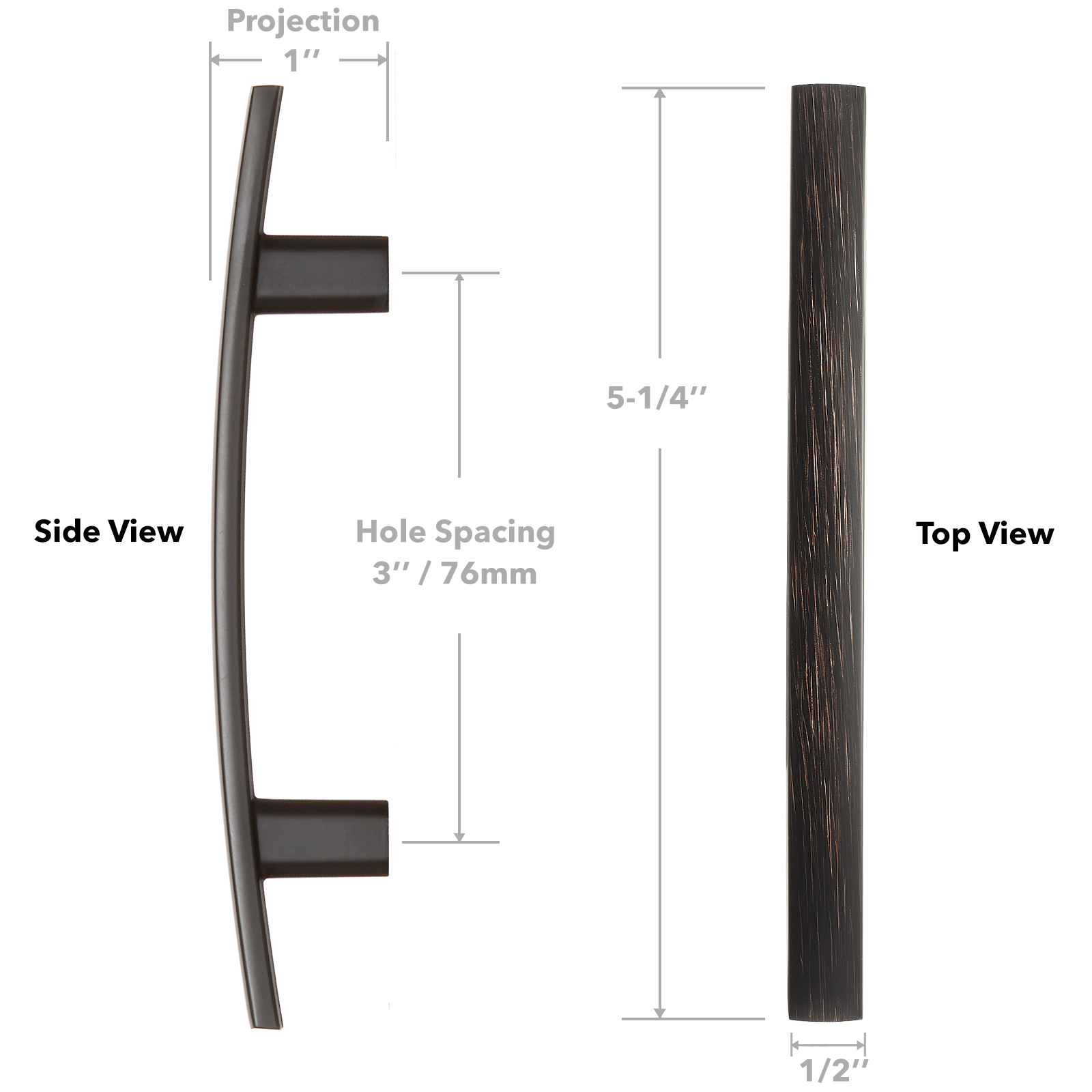 Kitchen Cabinet 3" Arch Door Handles Pulls Hardware M242 Oil Rubbed Bronze