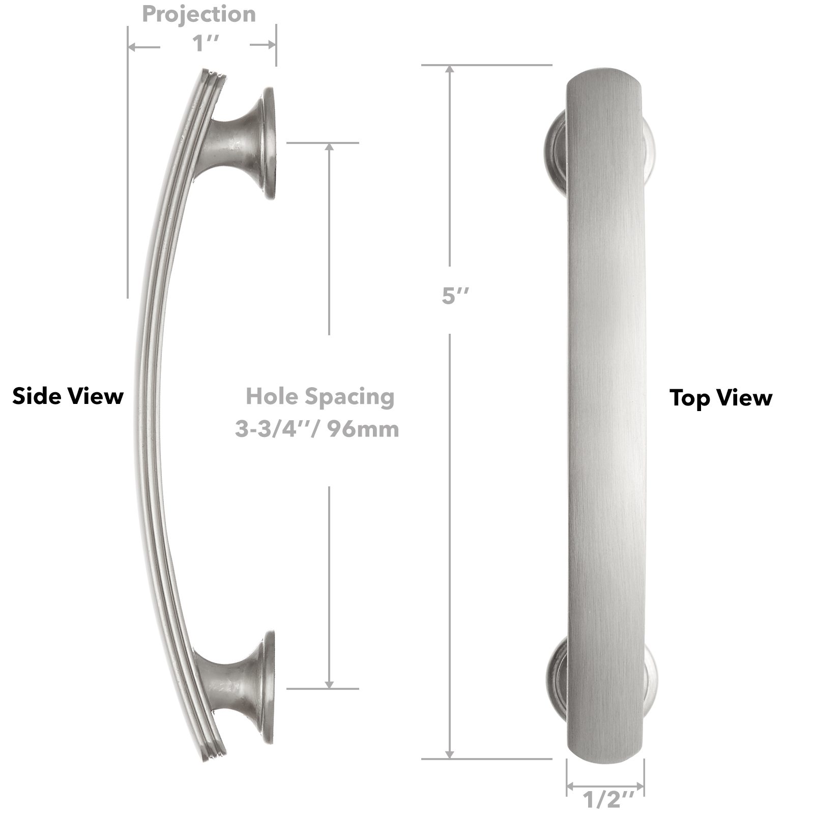 Satin Nickel 33/4" Curved Arch Kitchen Handles Pulls Hardware