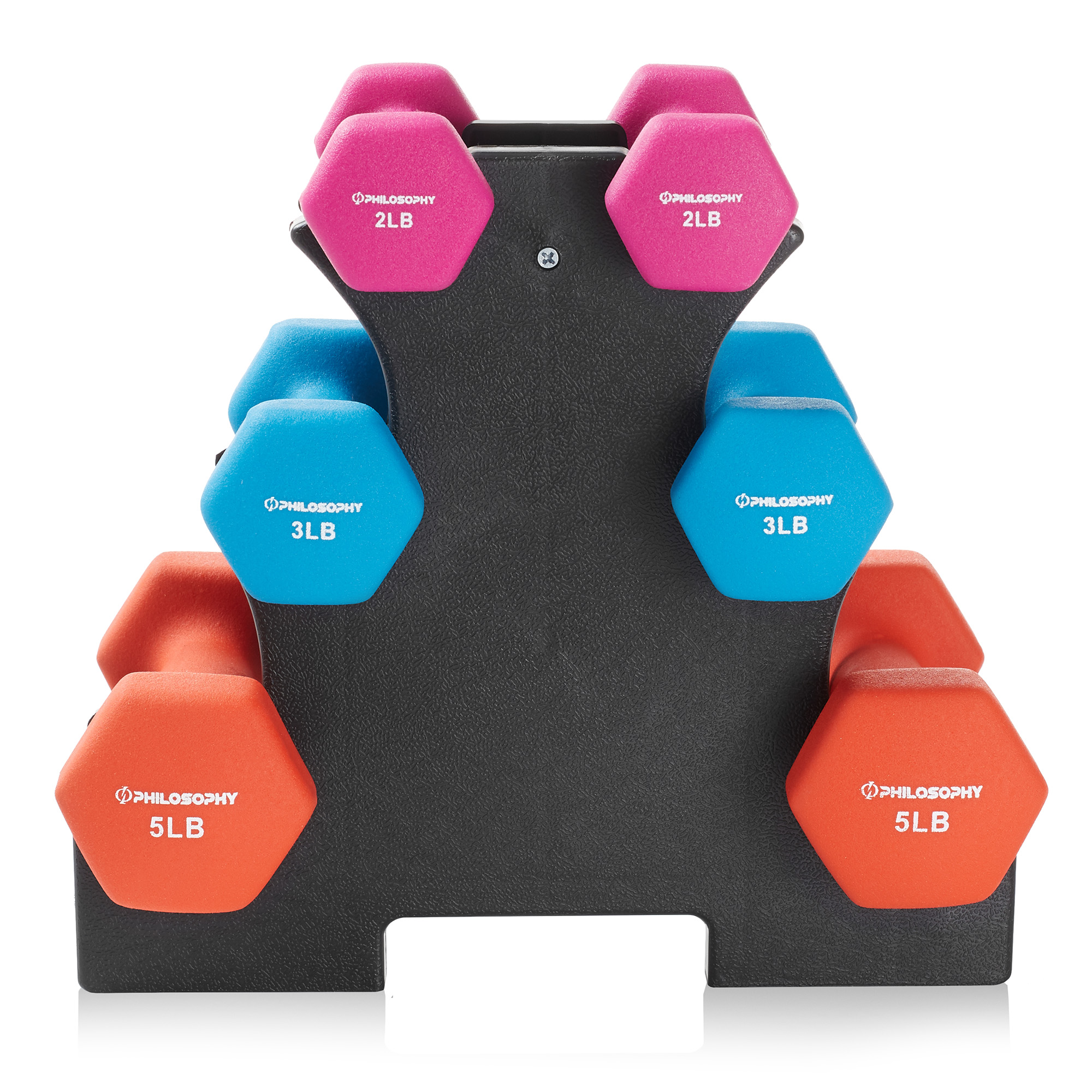 Neoprene Dumbbell Hexagon Hand Weights, Set of 6 with Rack eBay