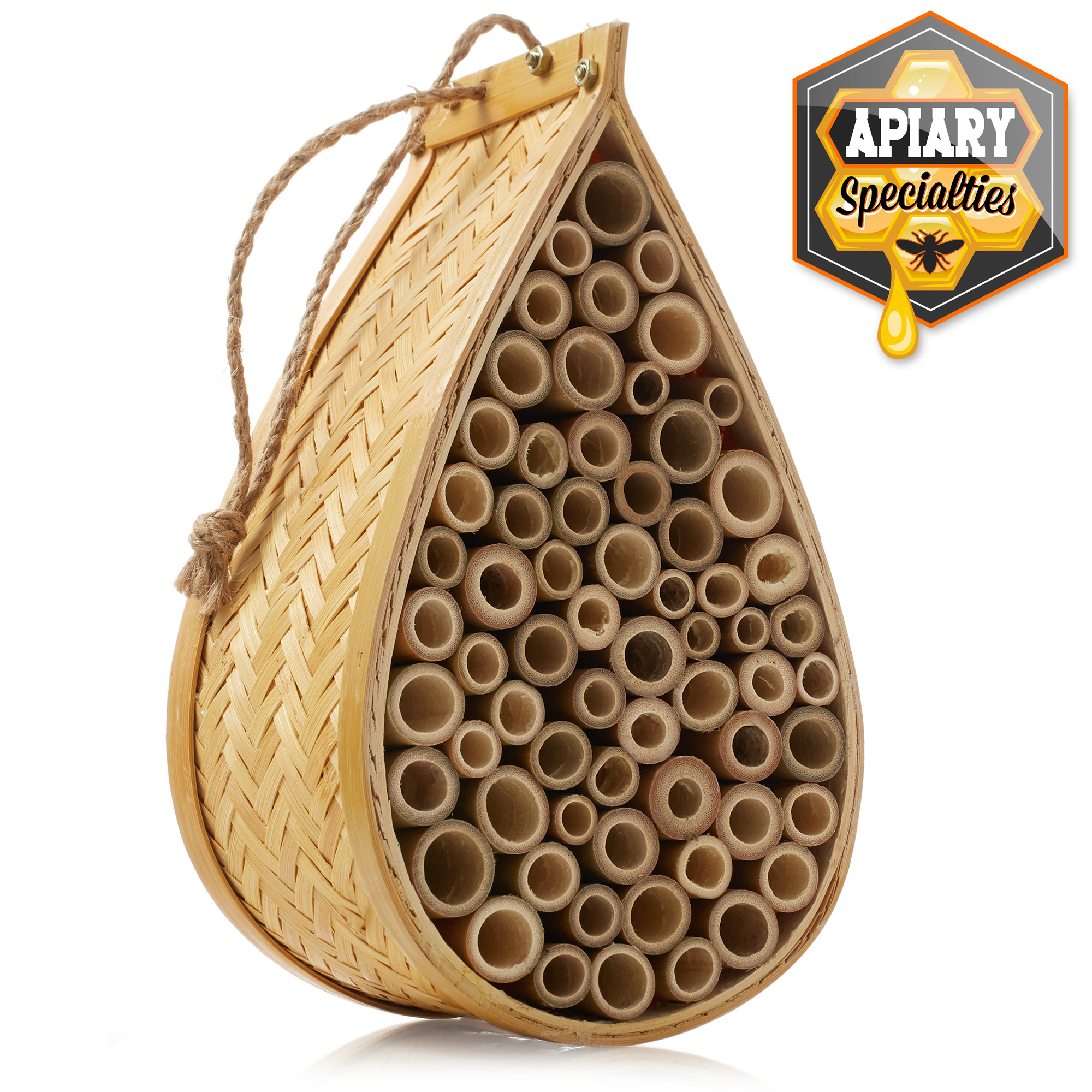 Mason Bee House, Natural Bamboo, Hanging Teardrop Hive Hotel Habitat