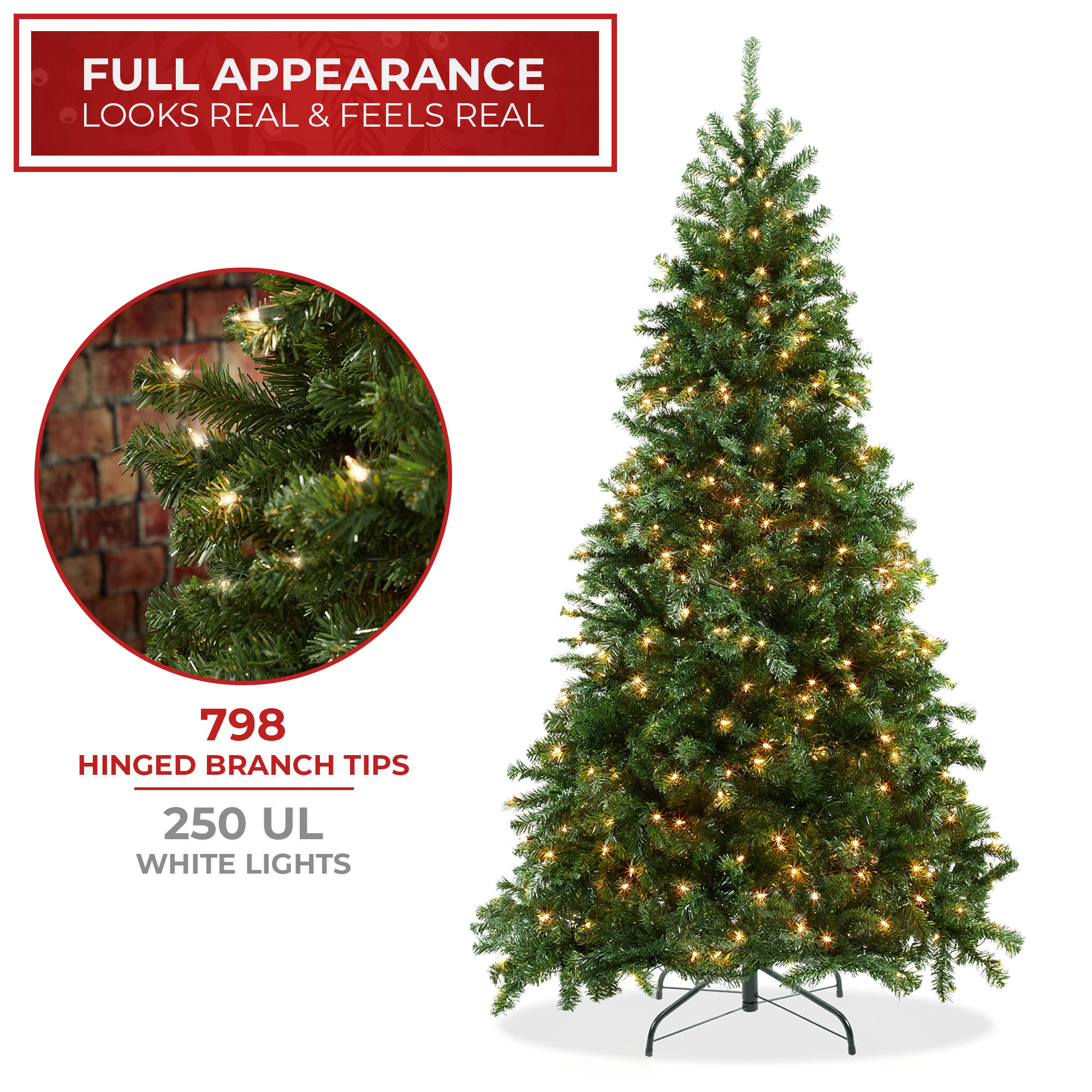 Pre-Lit Realistic Green Spruce Artificial Holiday Christmas Tree and Stand - Picture 12 of 30