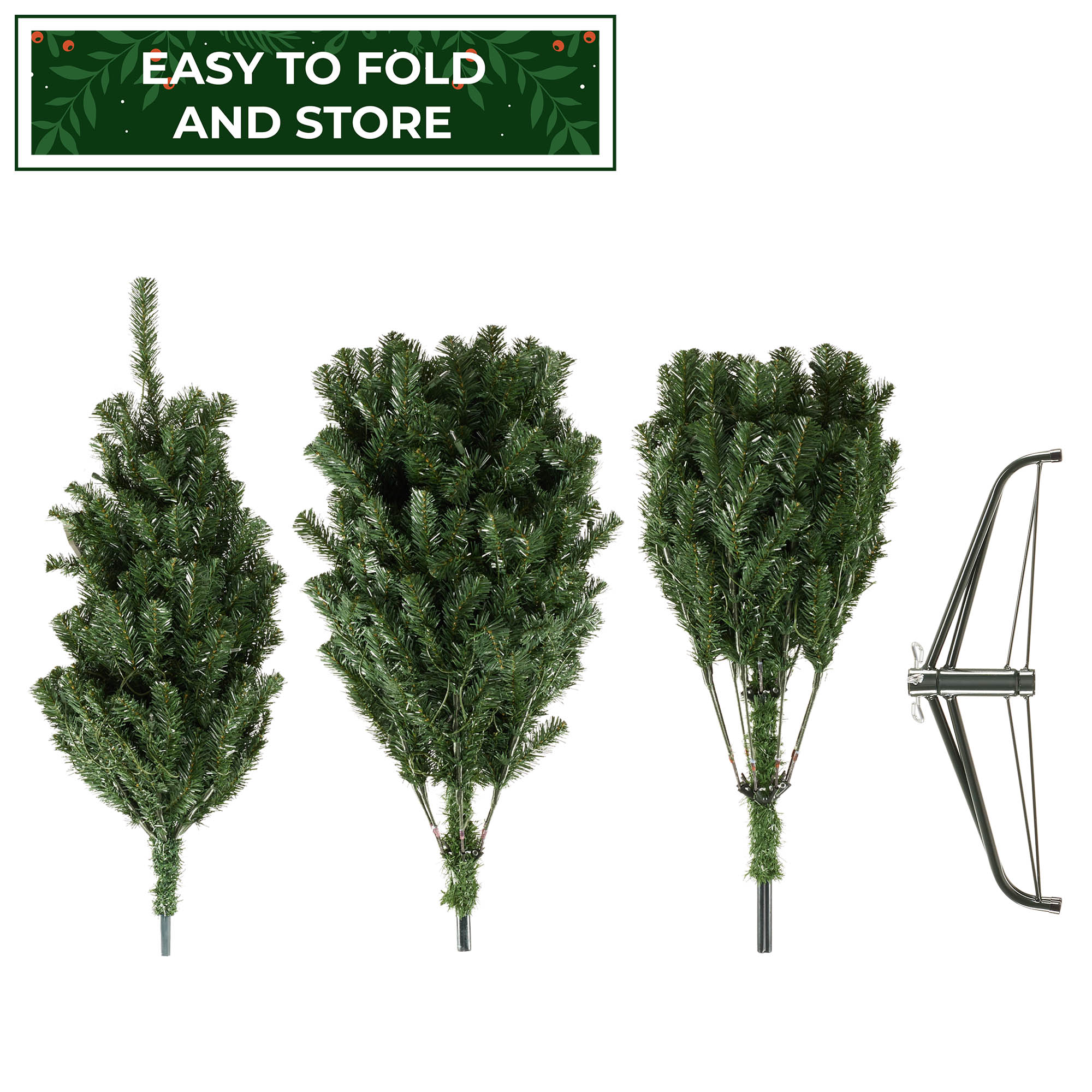 Pre-Lit Realistic Green Spruce Artificial Holiday Christmas Tree and Stand - Picture 16 of 30