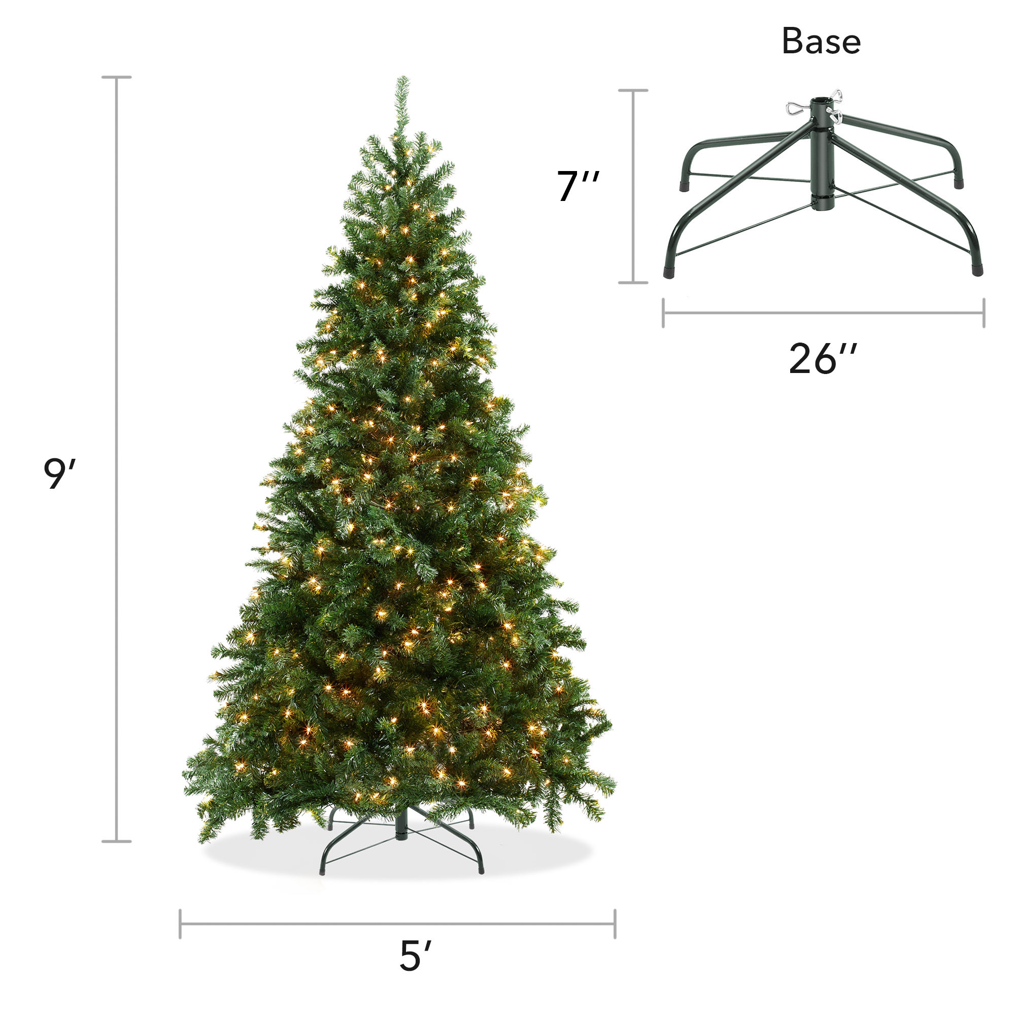 Pre-Lit Realistic Green Spruce Artificial Holiday Christmas Tree and Stand - Picture 29 of 30