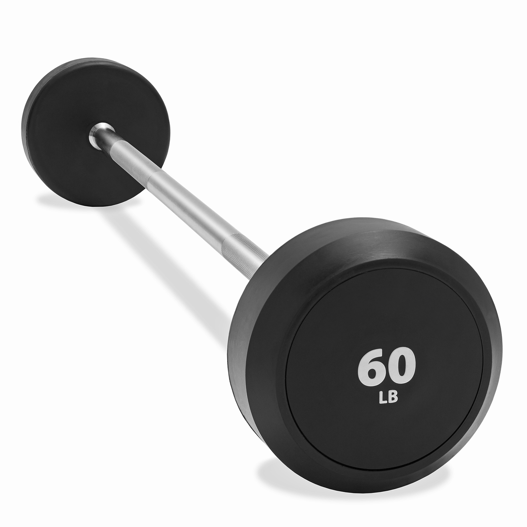 Fixed Barbell Rubber Fixed Barbell, 60 LB Pre-Loaded Weight