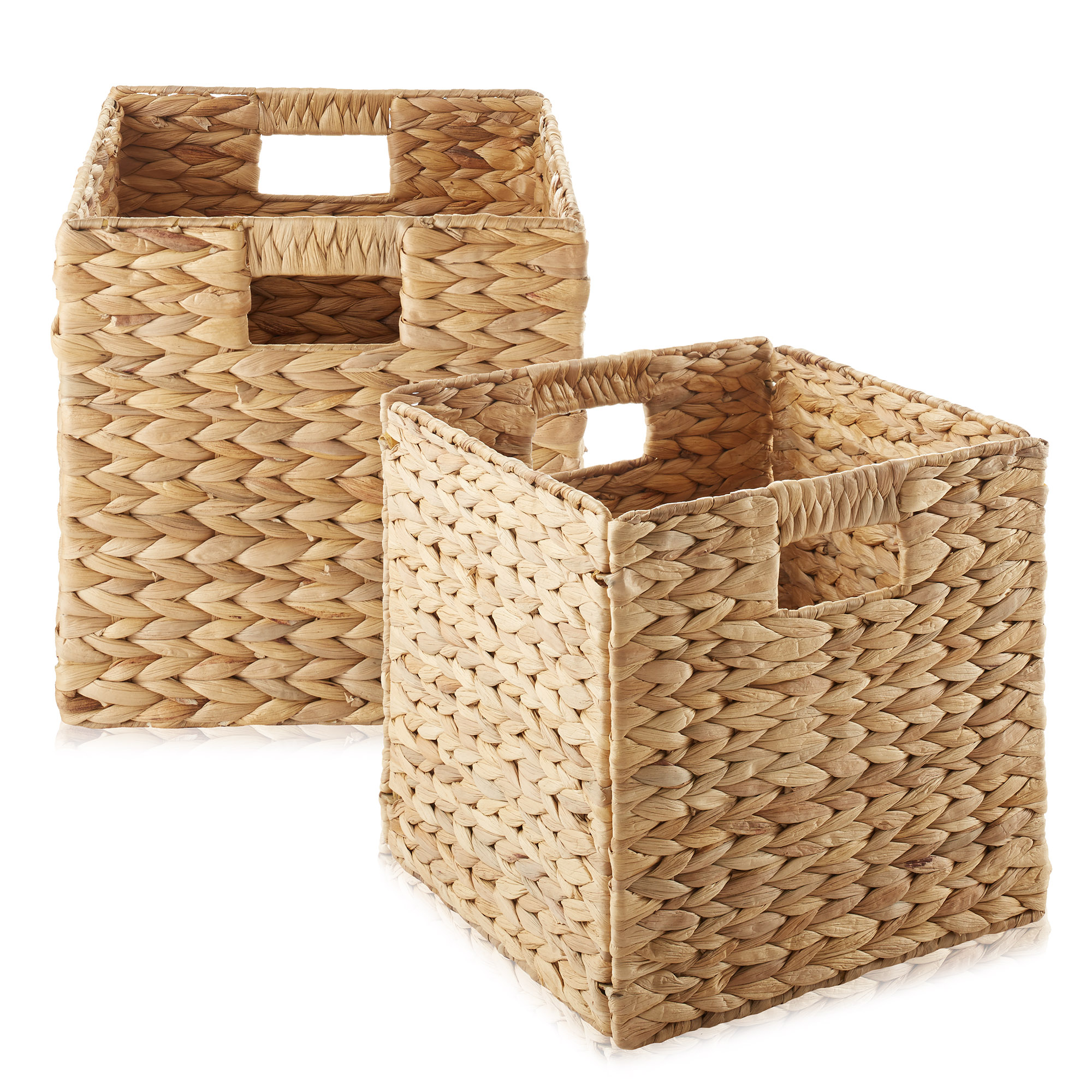 10.5 x 10.5 Hyacinth Storage Cubes, Square Wicker Shelf Basket Bins for Shelves
