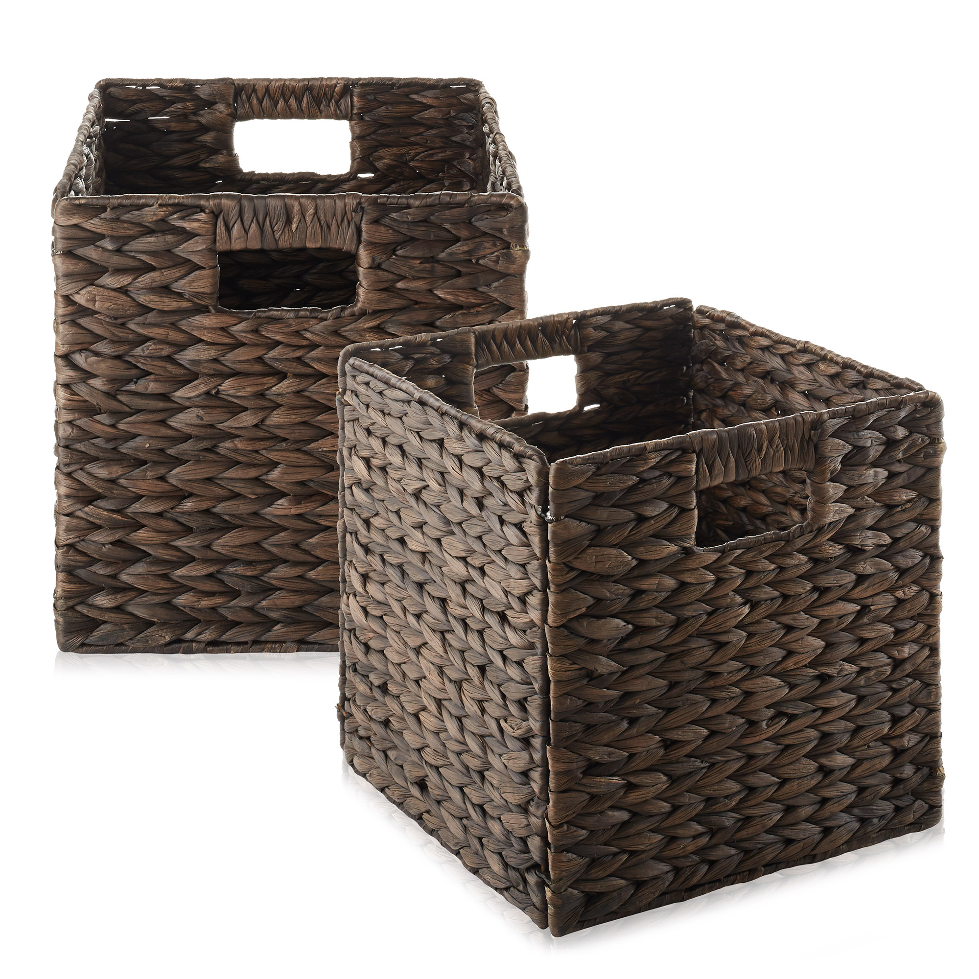 10.5 x 10.5 Hyacinth Storage Cubes, Square Wicker Shelf Basket Bins for Shelves