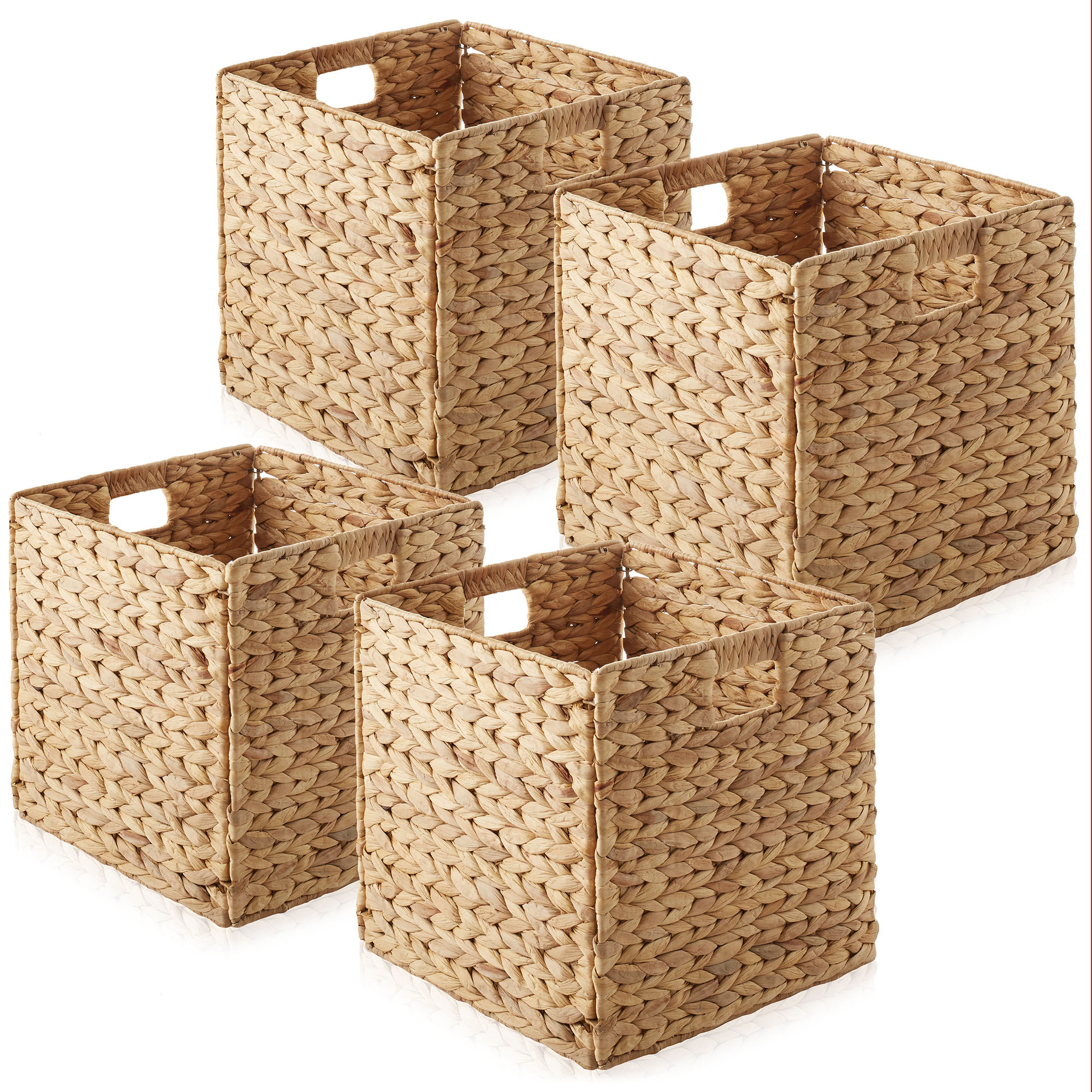 12 x 12 Hyacinth Storage Cubes, Square Wicker Shelf Basket Bins for Shelves