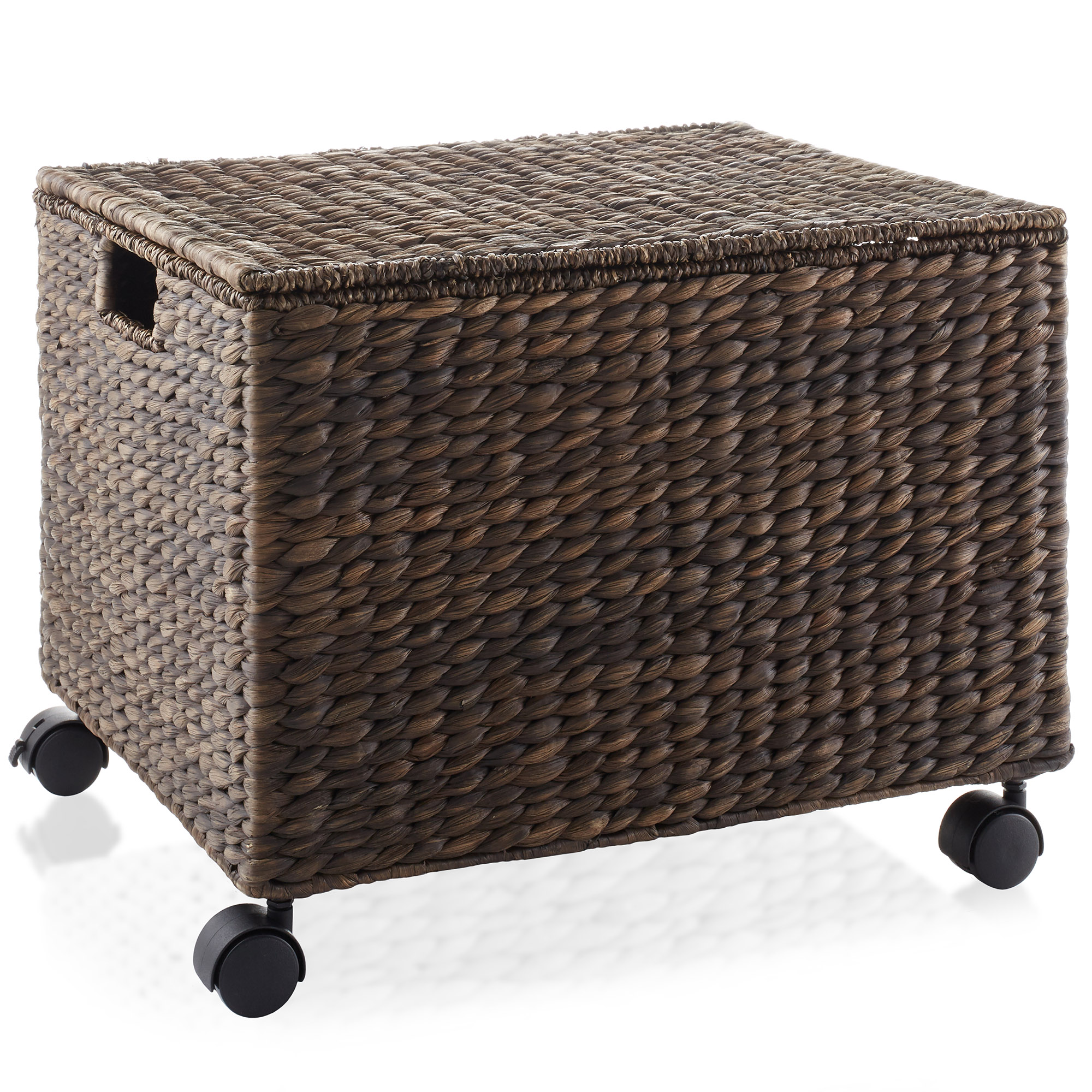 thumbnail interactive-video image 1 of Casafield Rolling Filing Cabinet Cart – Hyacinth Wicker File Storage Box, Office Organizer On Wheels 1 of 3