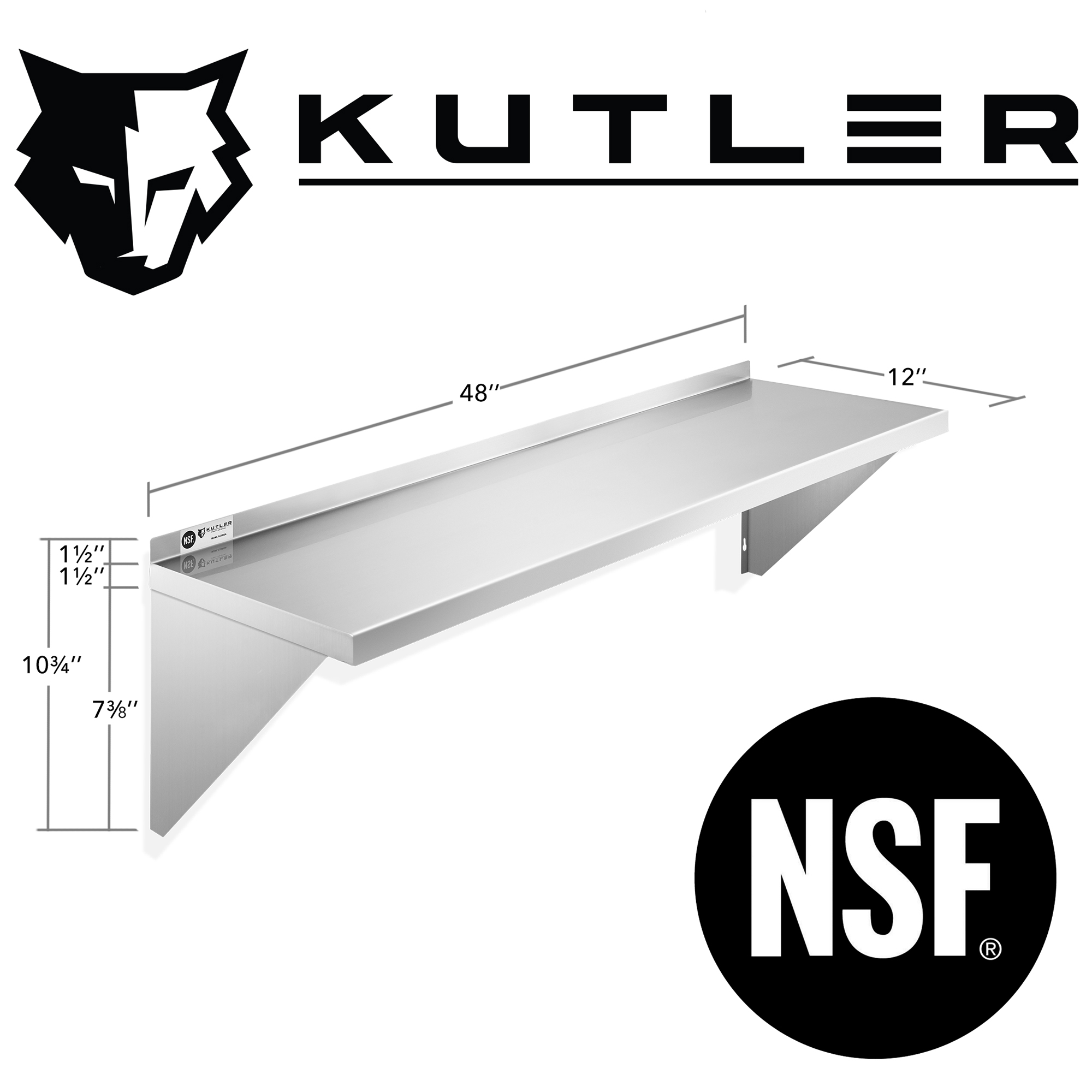 Stainless Steel Shelf, NSF Commercial Restaurant Kitchen Wall Shelves - Produktbild 1
