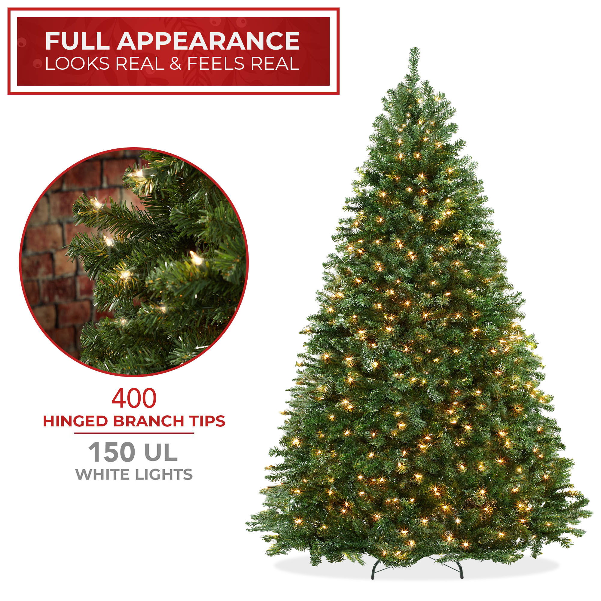Pre-Lit Realistic Green Spruce Artificial Holiday Christmas Tree and Stand - Picture 4 of 30