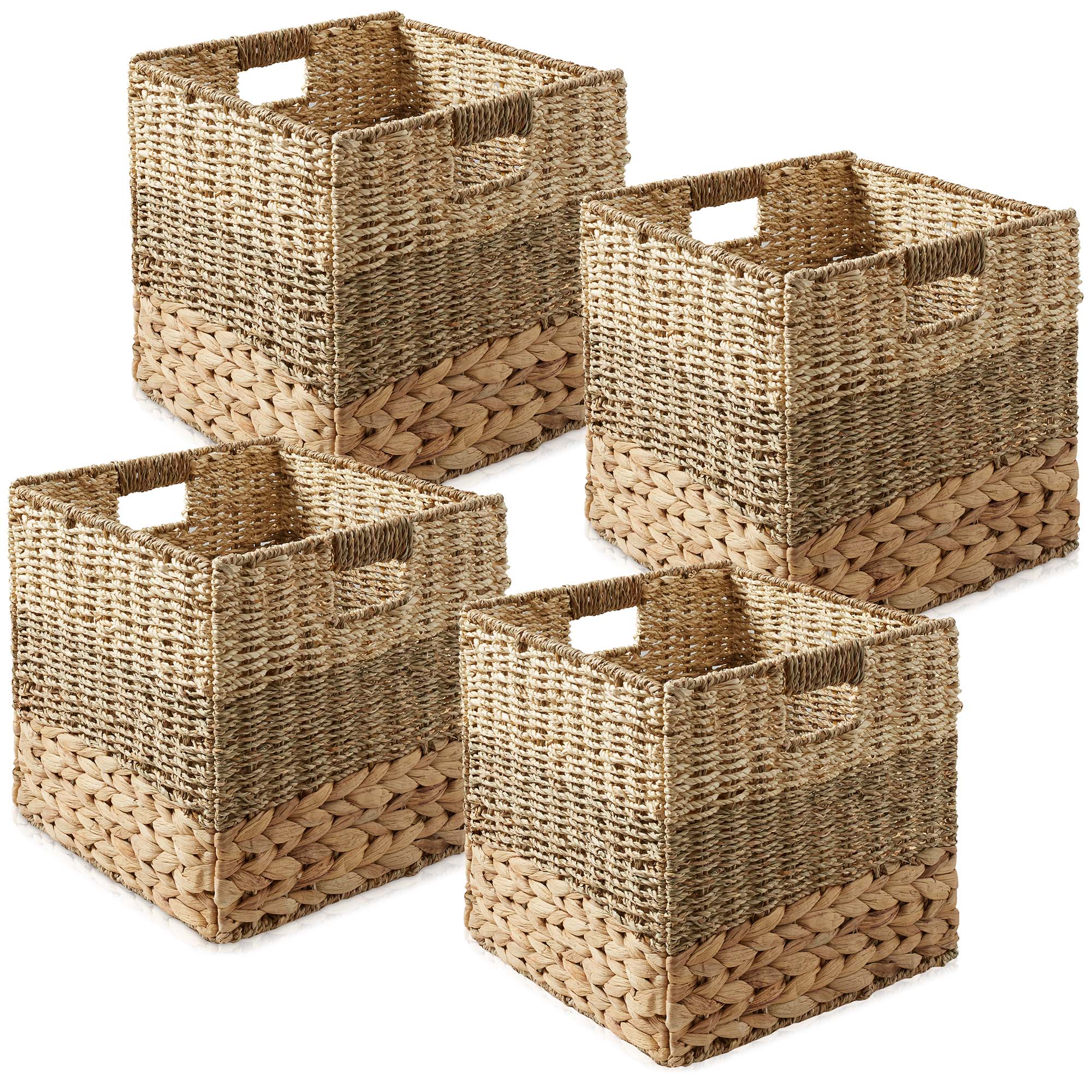 12 x 12 Hyacinth Storage Cubes, Square Wicker Shelf Basket Bins for ...