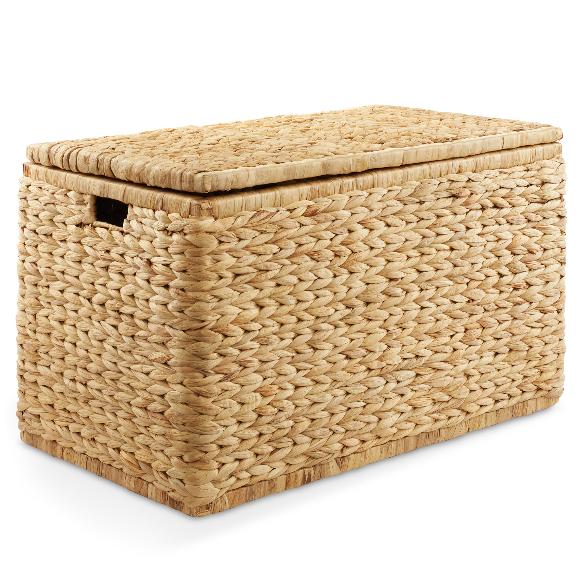 30" Storage Chest Trunk w/ Lid, Handles, Safety Hinge - Water Hyacinth Wicker