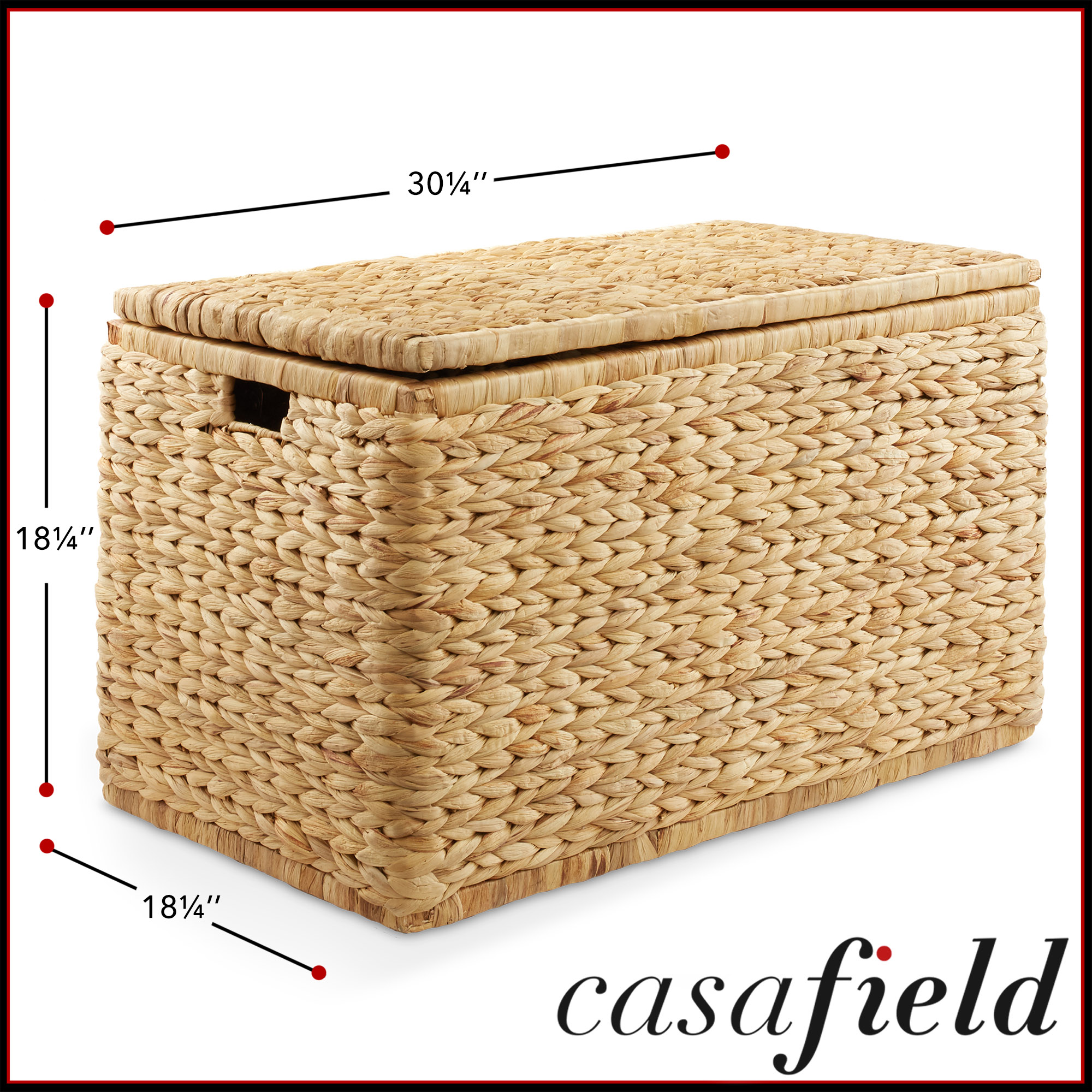 30" Storage Chest Trunk w/ Lid, Handles, Safety Hinge - Water Hyacinth Wicker