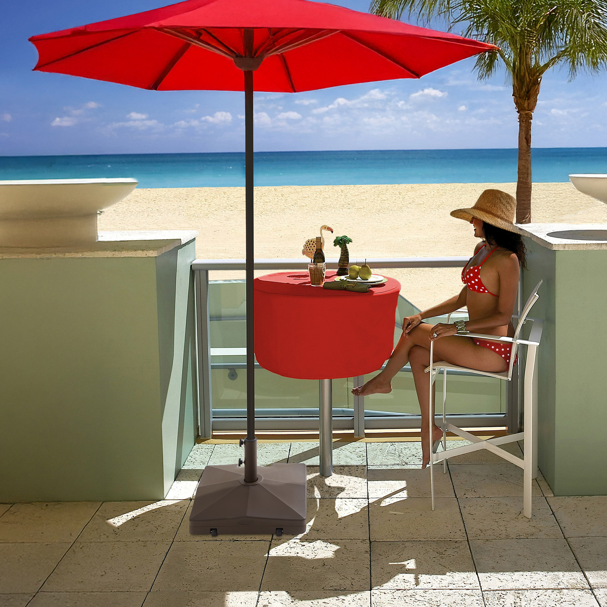 Patio Umbrella Base with Wheels, 64 LB Umbrella Stand, 20" with Handle