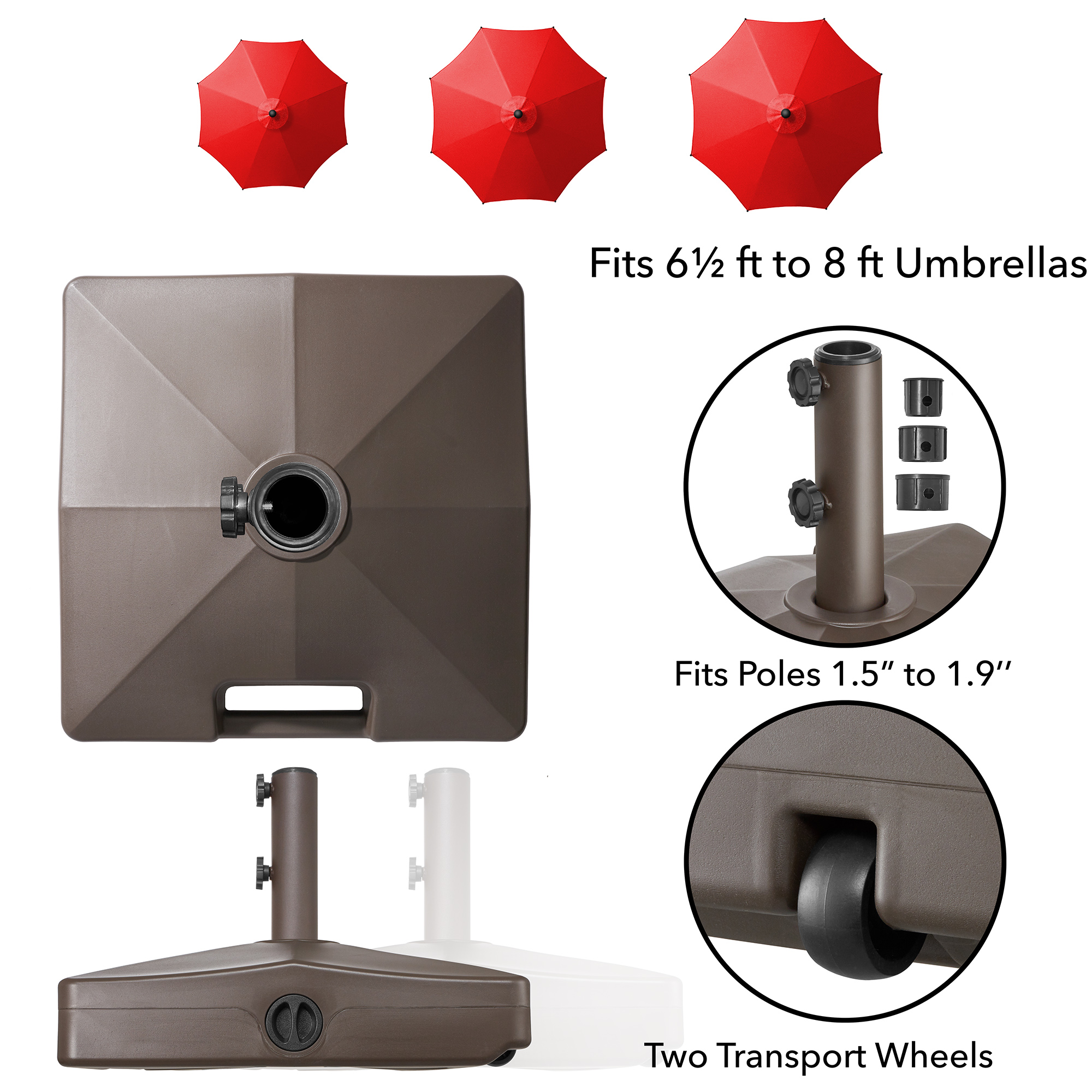 Patio Umbrella Base with Wheels, 64 LB Umbrella Stand, 20" with Handle