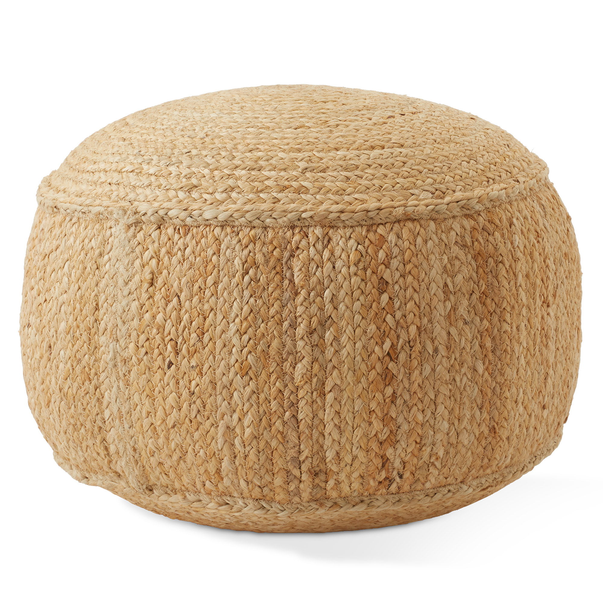 Jute Braided Pouf, Large Ottoman Footrest, Boho Farmhouse Living Room Home Decor