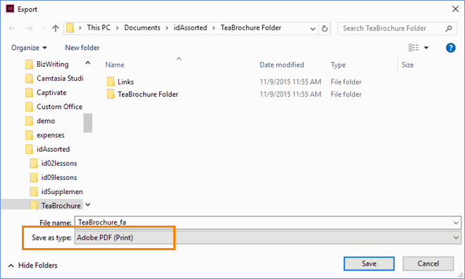 Export Dialog Box