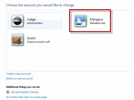 User Name Shown in Account Box