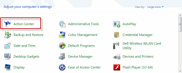 Select Action Center