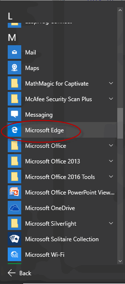 Select Microsoft Edge