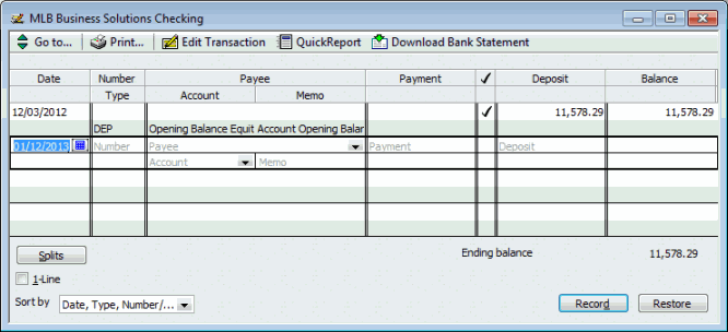 Bank Account Register