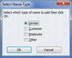 Select Name Type Popup
