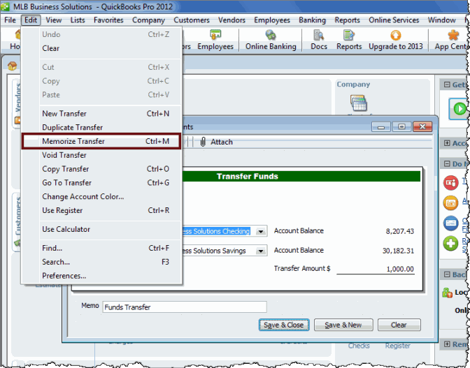 How to Create a Memorized Transfer in QuickBooks ucator