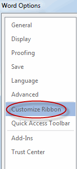 Select Customize Ribbon