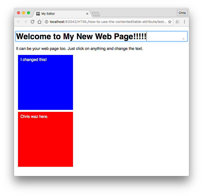 Changing Text with contenteditable
