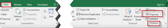 Click Ungroup Command