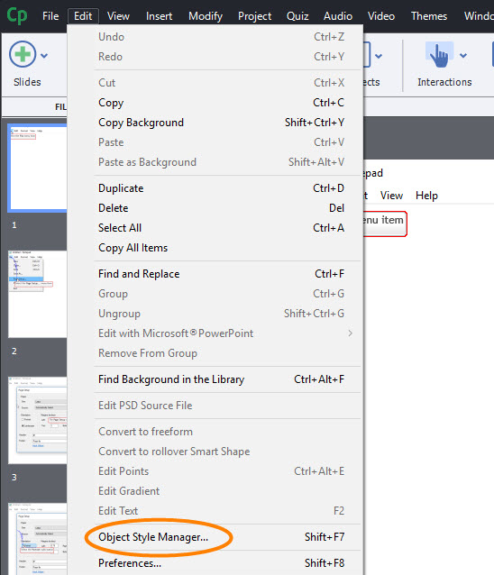 Edit Menu