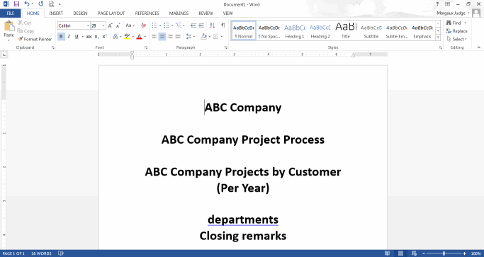 Opened Document