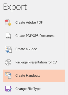 Click Create Handouts