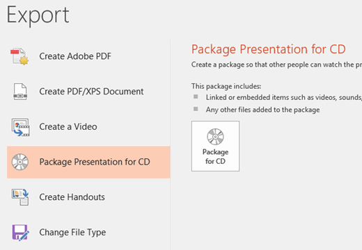 Click Package Presentation for CD