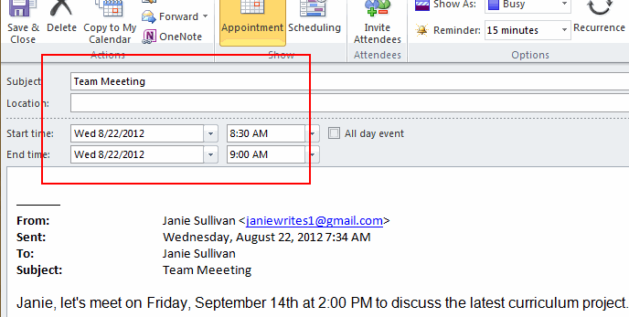 Start and End Time and Date