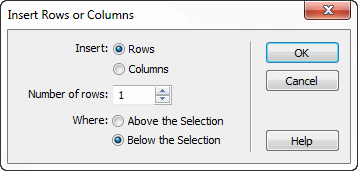 Insert Rows or Columns Dialog Box