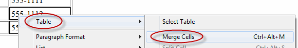 Table, Merge Cells