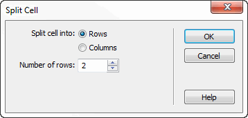 Split Cell Dialog Box