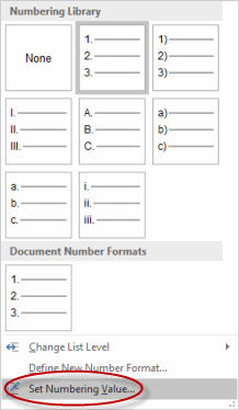 Set Numbering Value