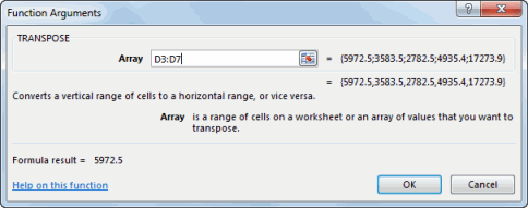 Function Arguments Dialog Box