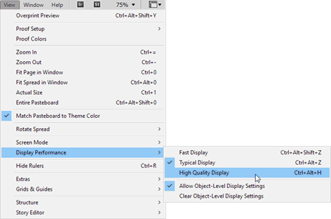 Display Performance Options in View Menu