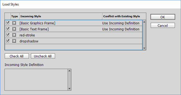 Choose Object Styles to Load