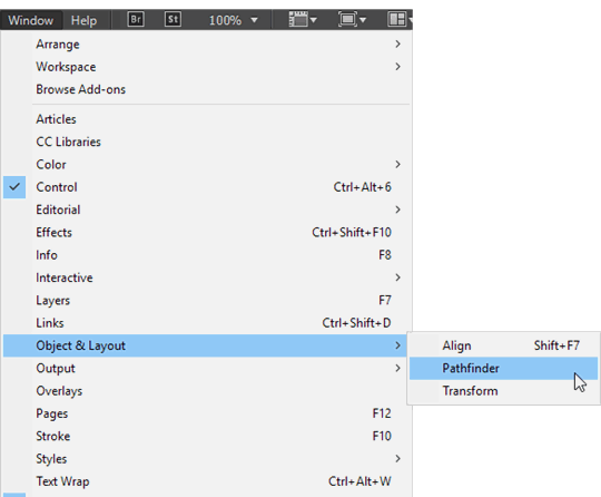 Pathfinder Panel in Window Menu