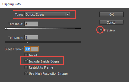 Clipping Path Dialog Box