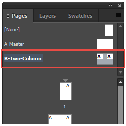 B-Two-Column Master Pages in Pages Panel